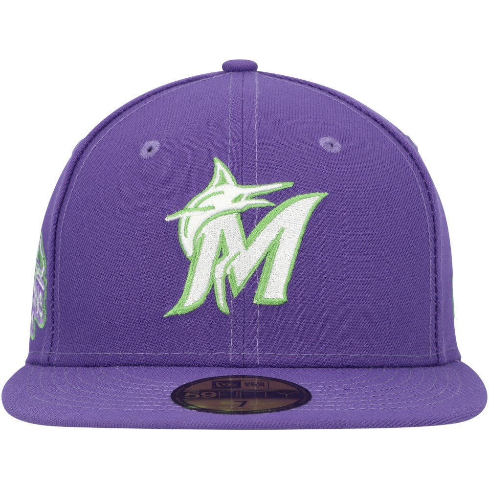 Miami Marlins New Era Lime Side Patch 59FIFTY Fitted Hat - MLB Hats