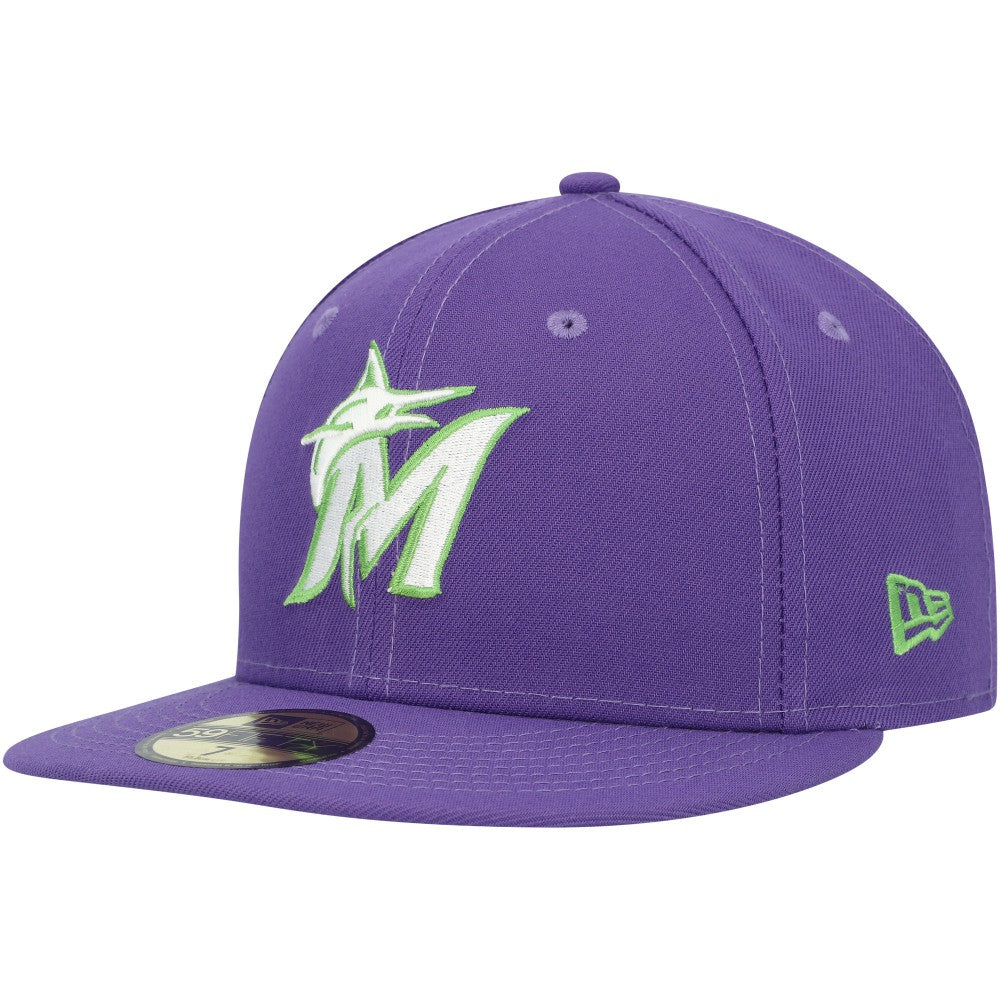 Miami Marlins New Era Lime Side Patch 59FIFTY Fitted Hat - MLB Hats