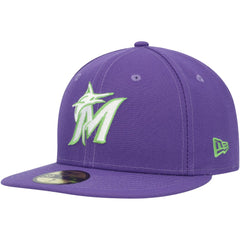 Miami Marlins New Era Lime Side Patch 59FIFTY Fitted Hat - MLB Hats