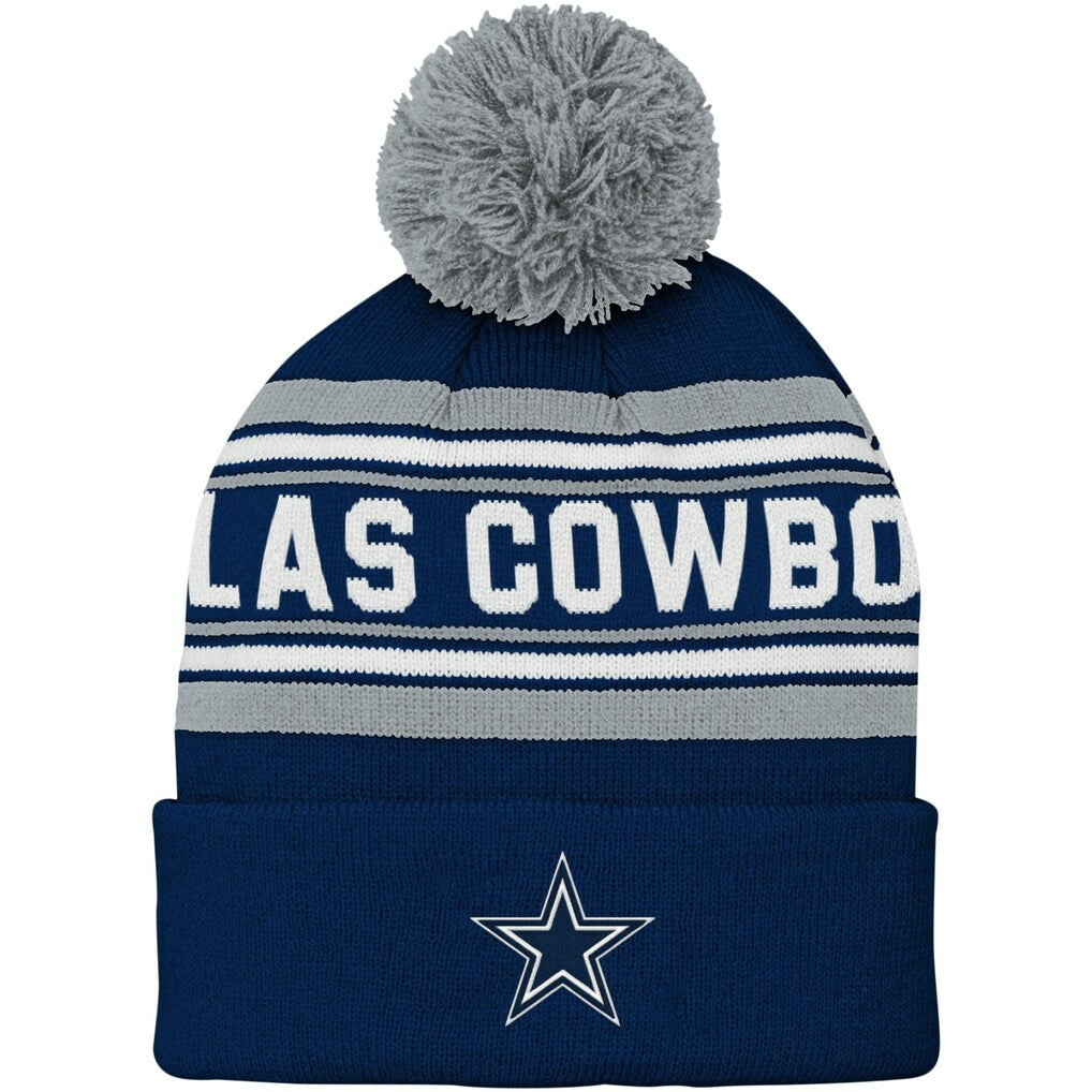 Dallas Cowboys Youth Jacquard Cuffed Knit Hat with Pom | NFL Online