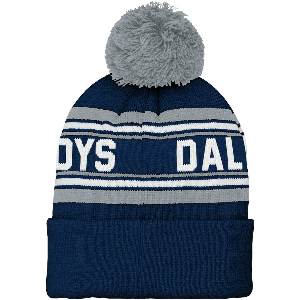 Dallas Cowboys Youth Jacquard Cuffed Knit Hat with Pom | NFL Online