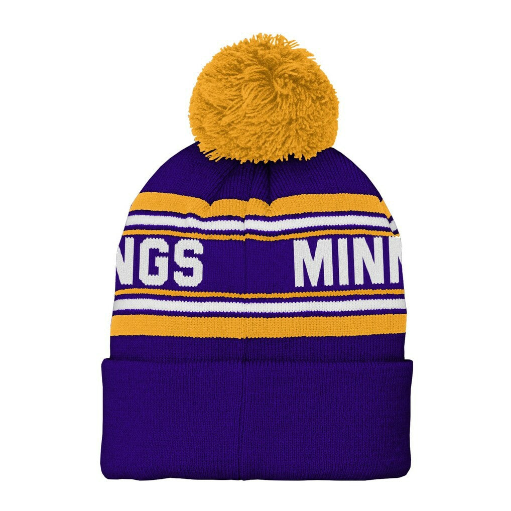 Minnesota Vikings Youth Jacquard Cuffed Knit Hat with Pom | NFL Outlet