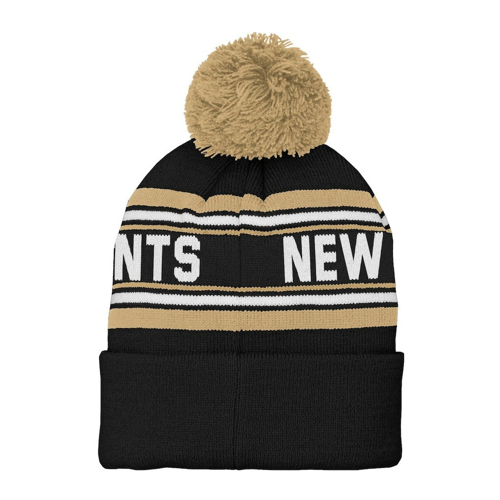New Orleans Saints Youth Jacquard Cuffed Knit Hat with Pom | NFL Near me