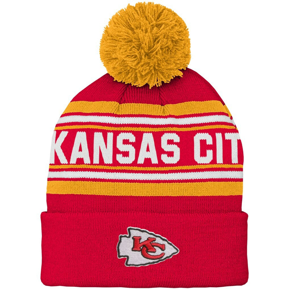 Kansas City Chiefs Preschool Jacquard Cuffed Knit Hat with Pom | NFL Hot
