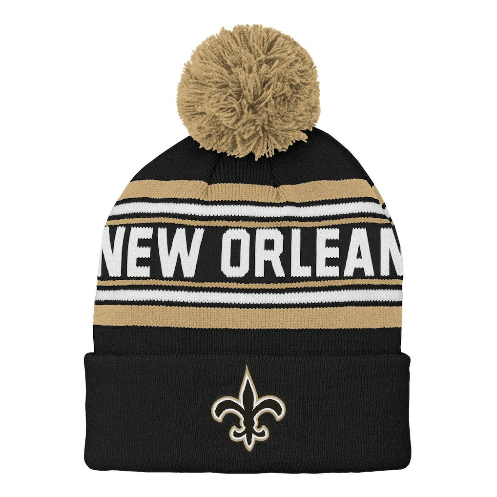 New Orleans Saints Preschool Jacquard Cuffed Knit Hat with Pom | NFL Hot