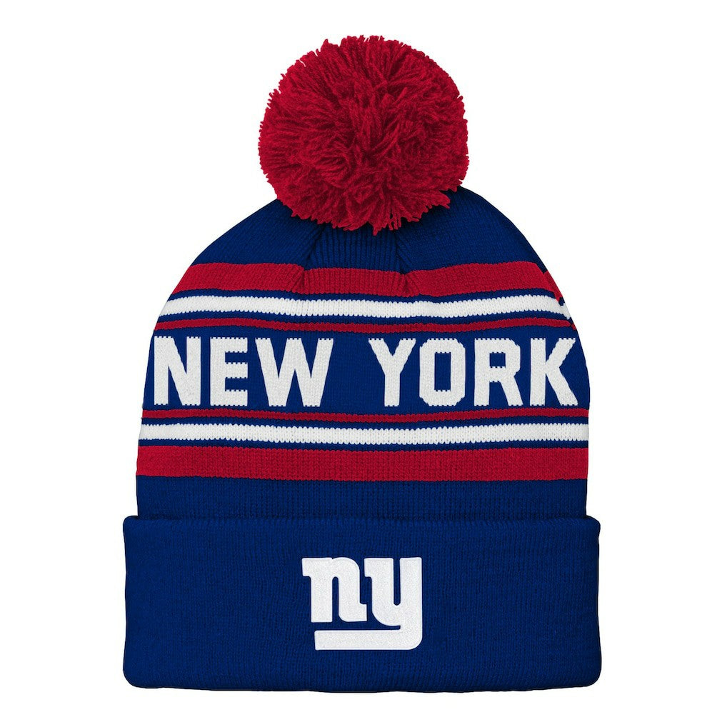 New York Giants Preschool Jacquard Cuffed Knit Hat with Pom | NFL US