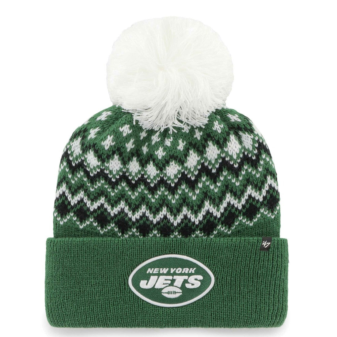 New York Jets '47 Women's Elsa Cuffed Knit Hat with Pom | NFL Discount