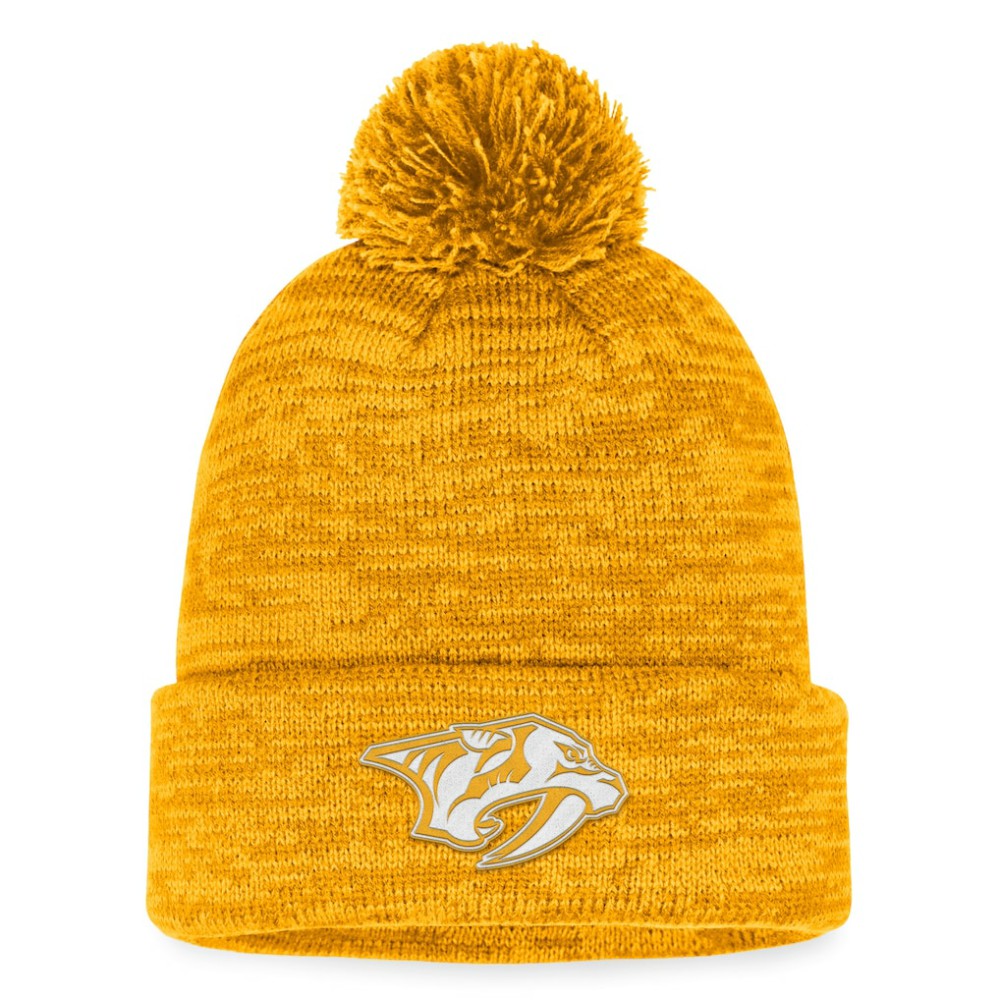 Nashville Predators Fanatics Fundamental Cuffed Knit Hat with Pom -  NHL Hats