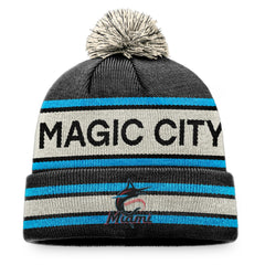 Miami Marlins Fanatics Hometown Slogan Cuffed Knit Hat with Pom - MLB Hats