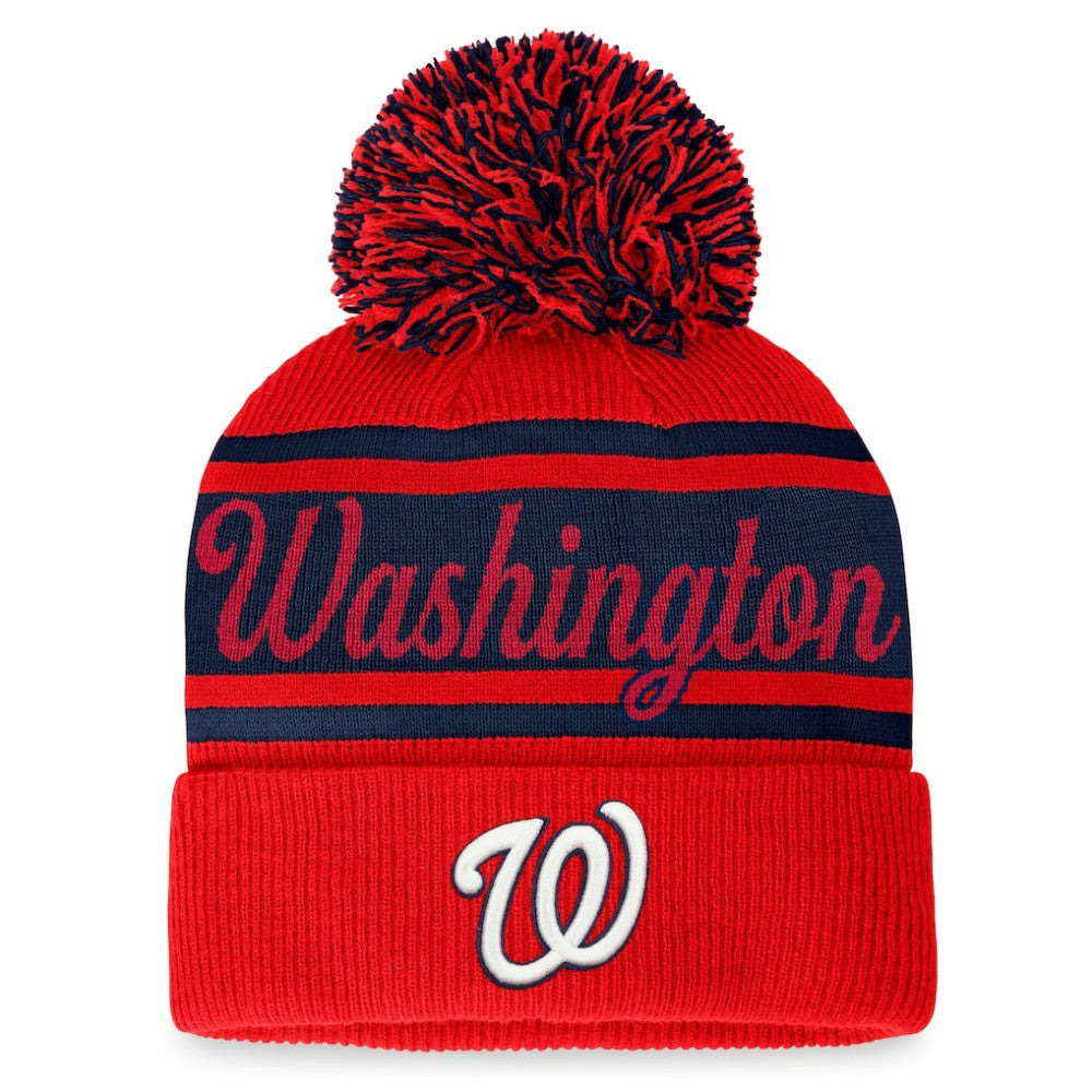Washington Nationals Fanatics Women's Script Cuffed Knit Hat with Pom - MLB Hats