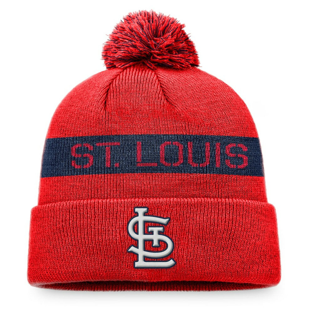St. Louis Cardinals Fanatics League Logo Cuffed Knit Hat with Pom - MLB Hats