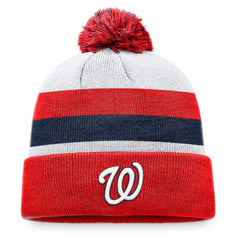 Washington Nationals Fanatics Stripe Cuffed Knit Hat with Pom - MLB Hats