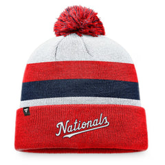 Washington Nationals Fanatics Stripe Cuffed Knit Hat with Pom - MLB Hats