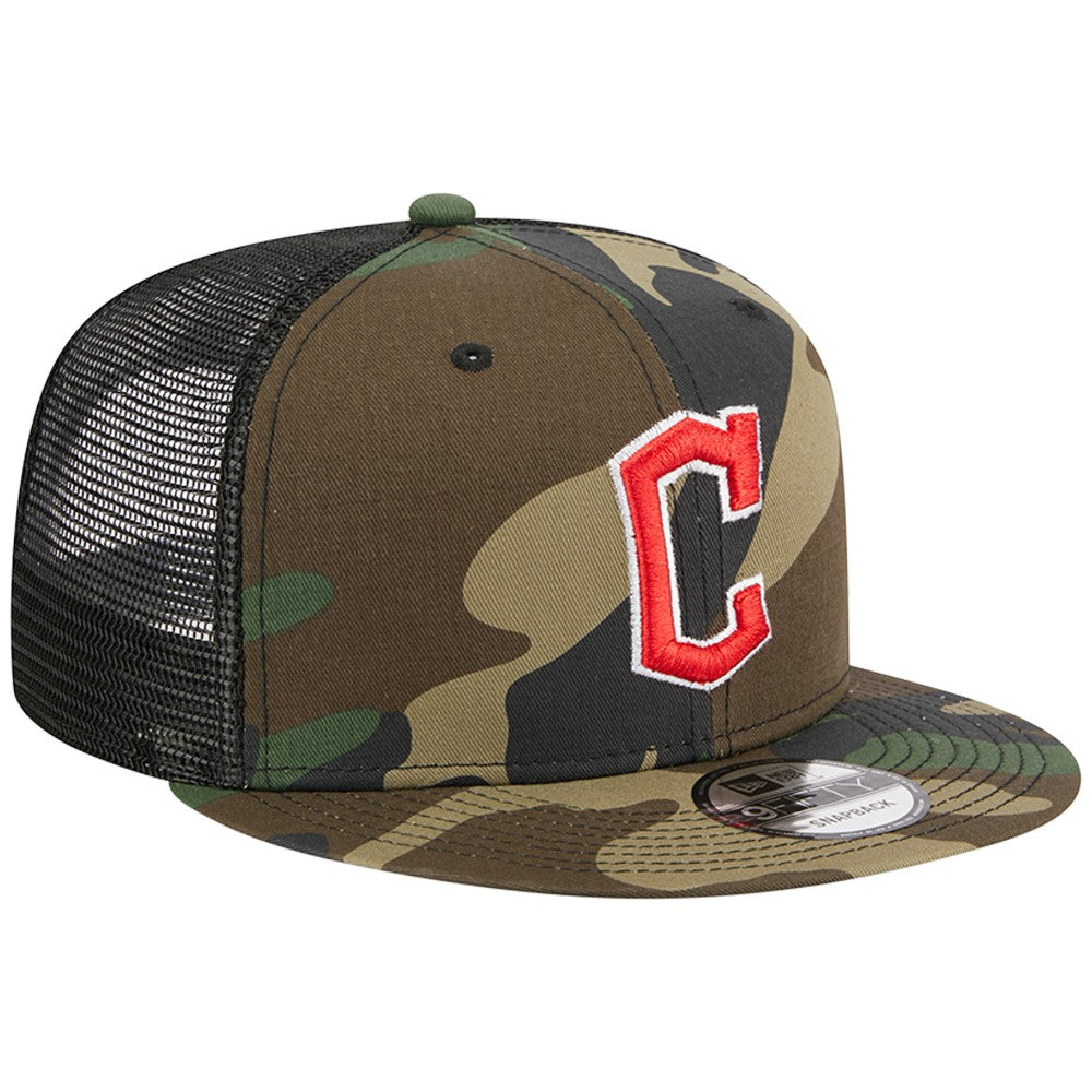 Cleveland Guardians New Era Woodland Camo Trucker 9FIFTY Snapback Hat - MLB Hats
