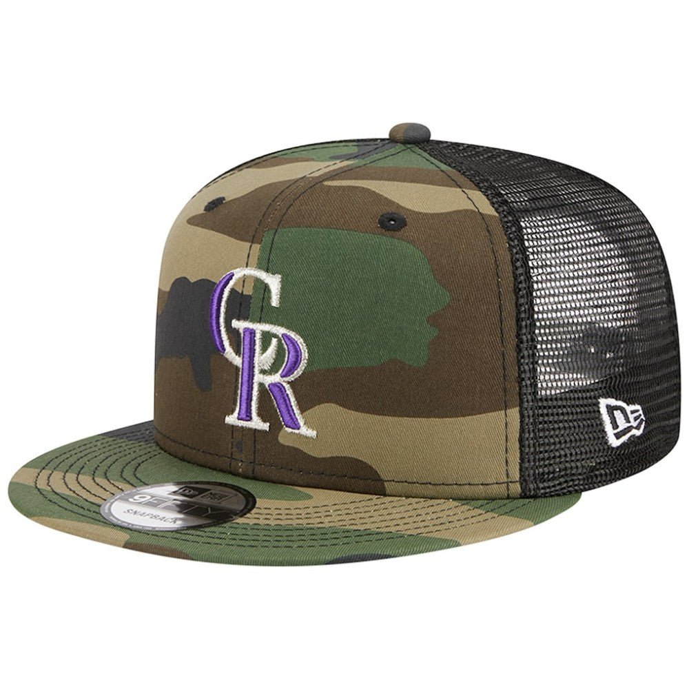Colorado Rockies New Era Woodland Camo Trucker 9FIFTY Snapback Hat - MLB Hats