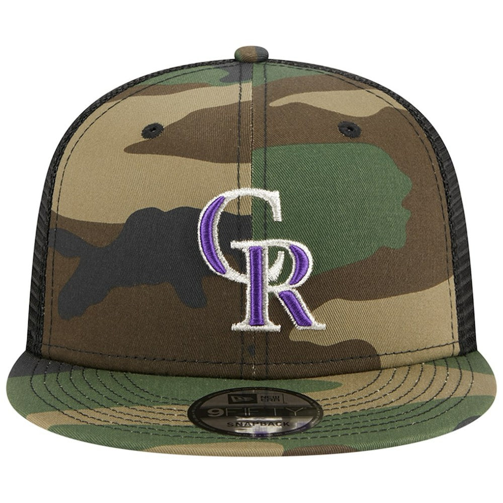 Colorado Rockies New Era Woodland Camo Trucker 9FIFTY Snapback Hat - MLB Hats