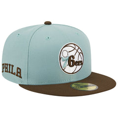 Light Blue/Brown Philadelphia 76ers Two-Tone 59FIFTY Fitted Hat | NBA