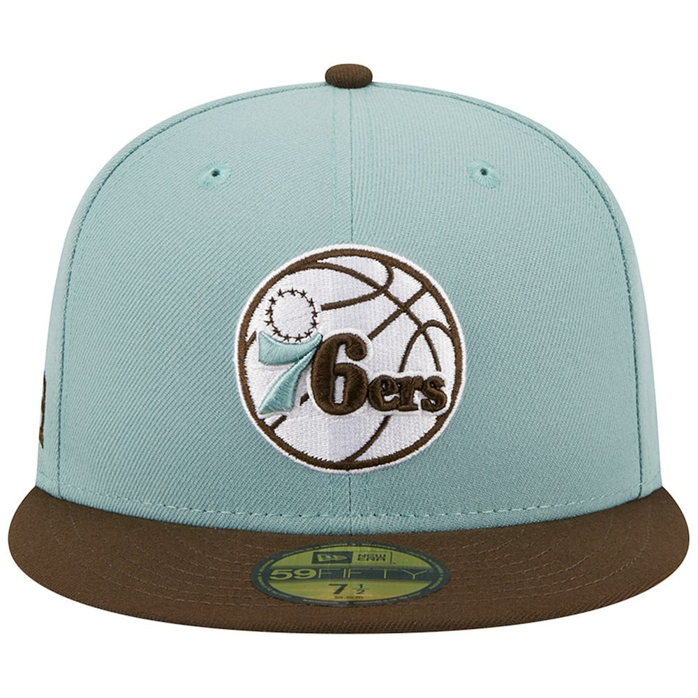 Light Blue/Brown Philadelphia 76ers Two-Tone 59FIFTY Fitted Hat | NBA