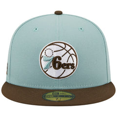 Light Blue/Brown Philadelphia 76ers Two-Tone 59FIFTY Fitted Hat | NBA