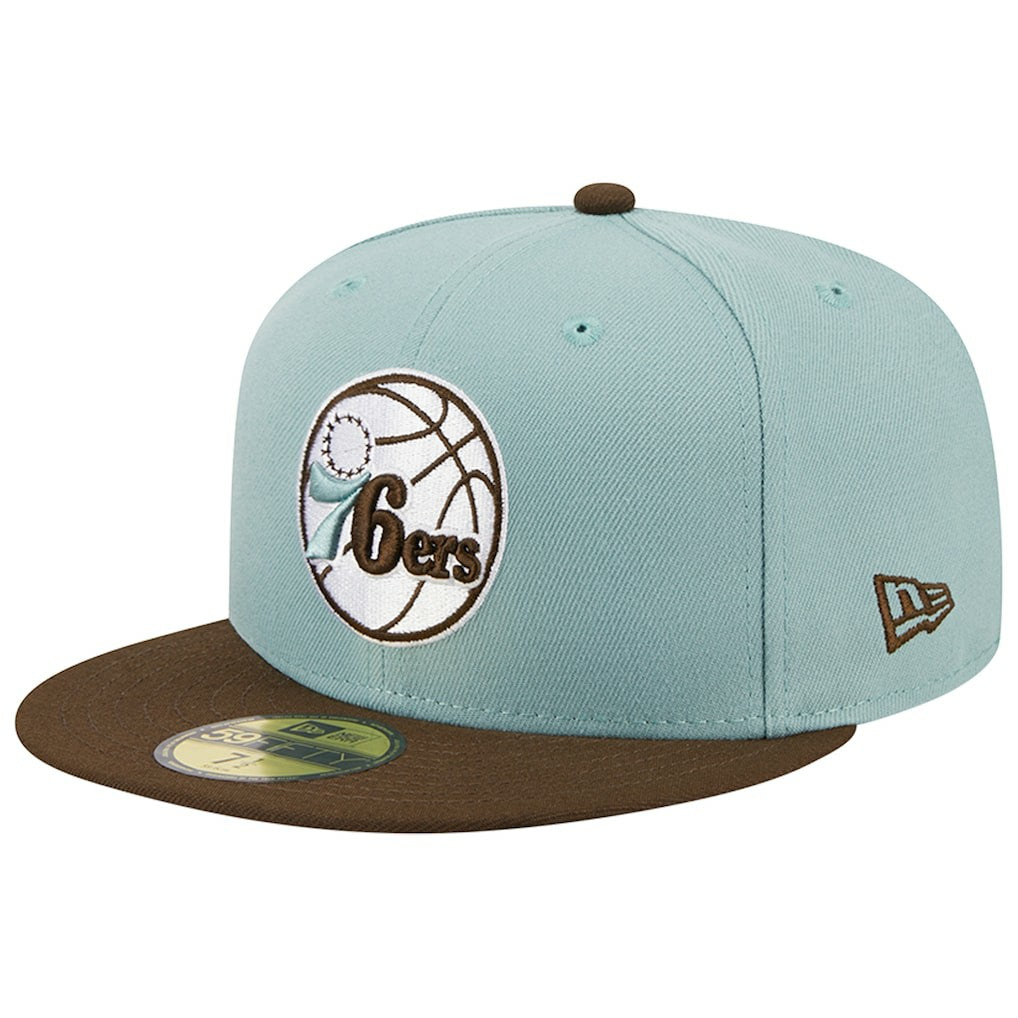 Light Blue/Brown Philadelphia 76ers Two-Tone 59FIFTY Fitted Hat | NBA