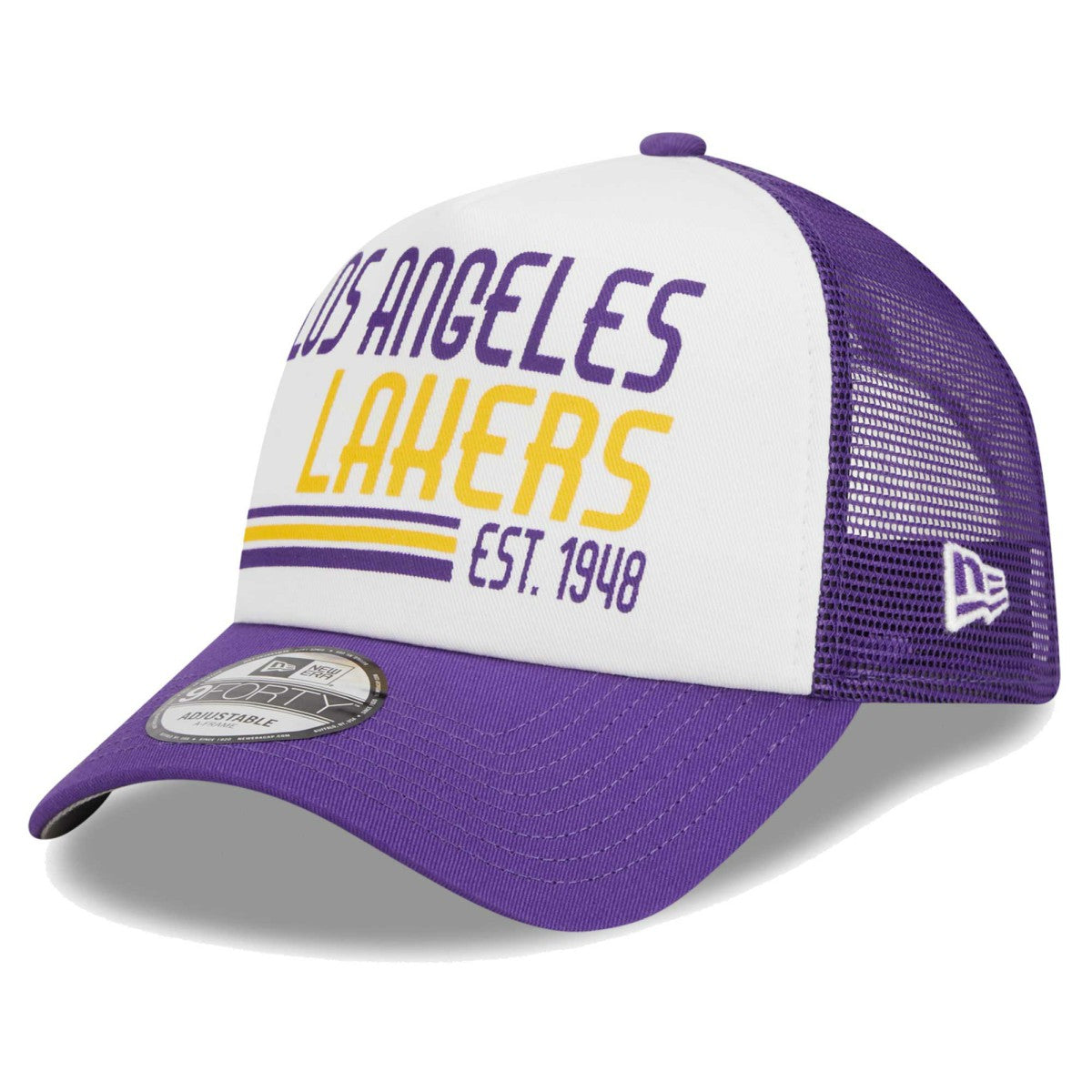 White Los Angeles Lakers Lift Pass Foam Front Trucker 9FORTY Adjustable Hat | NBA