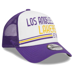 White Los Angeles Lakers Lift Pass Foam Front Trucker 9FORTY Adjustable Hat | NBA