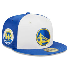 White Golden State Warriors Throwback Satin 59FIFTY Fitted Hat sale | NBA