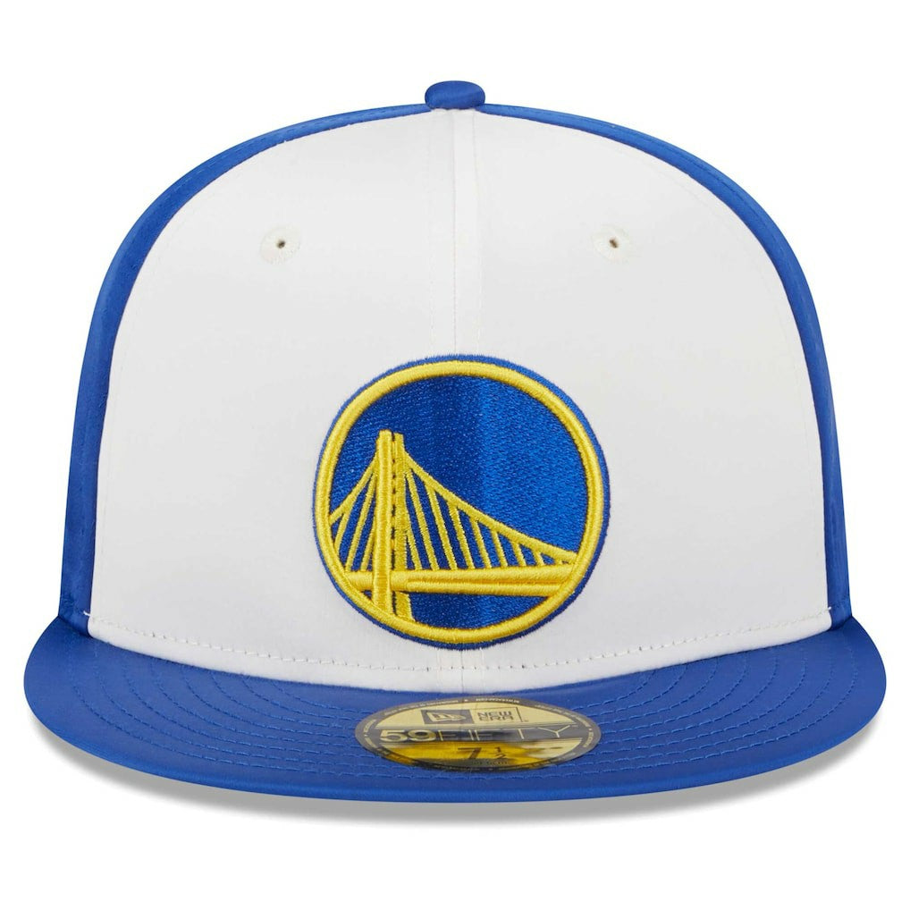 White Golden State Warriors Throwback Satin 59FIFTY Fitted Hat sale | NBA