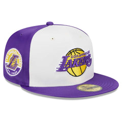 White Los Angeles Lakers Throwback Satin 59FIFTY Fitted Hat | NBA