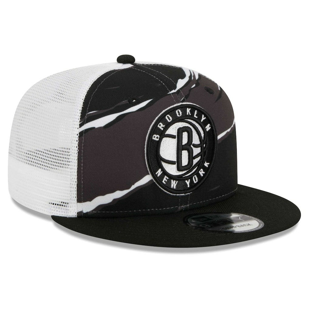 Black/White Brooklyn Nets Tear Trucker 9FIFTY Adjustable Hat | NBA