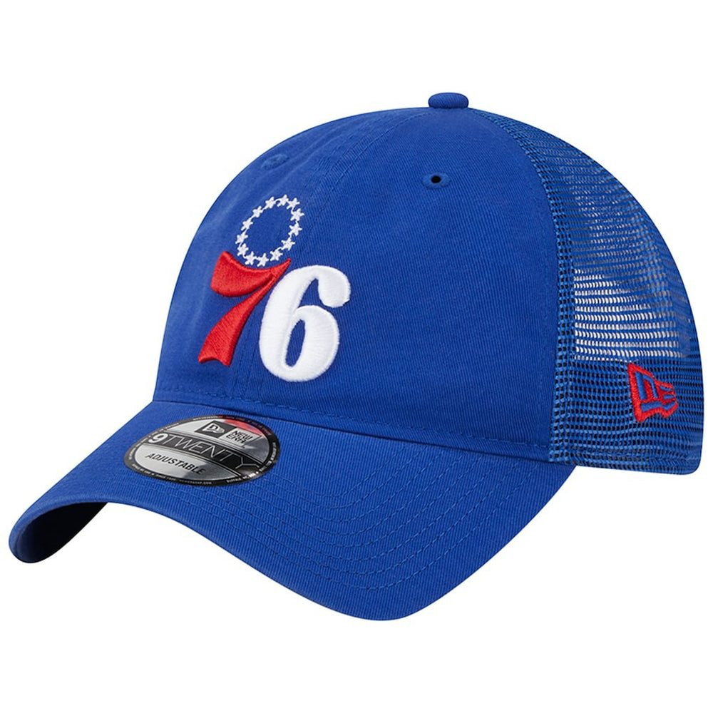 Royal Philadelphia 76ers Distinct Side Patch Trucker 9TWENTY Adjustable Hat | NBA