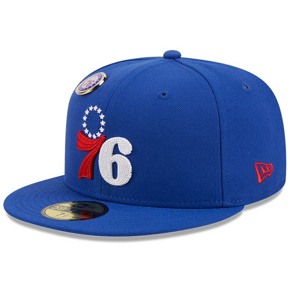 Royal Philadelphia 76ers Chainstitch Logo Pin 59FIFTY Fitted Hat | NBA