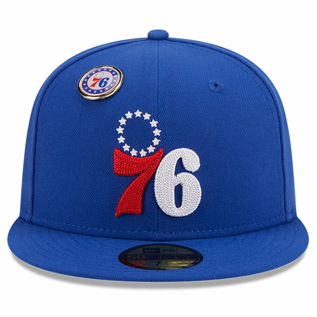 Royal Philadelphia 76ers Chainstitch Logo Pin 59FIFTY Fitted Hat | NBA