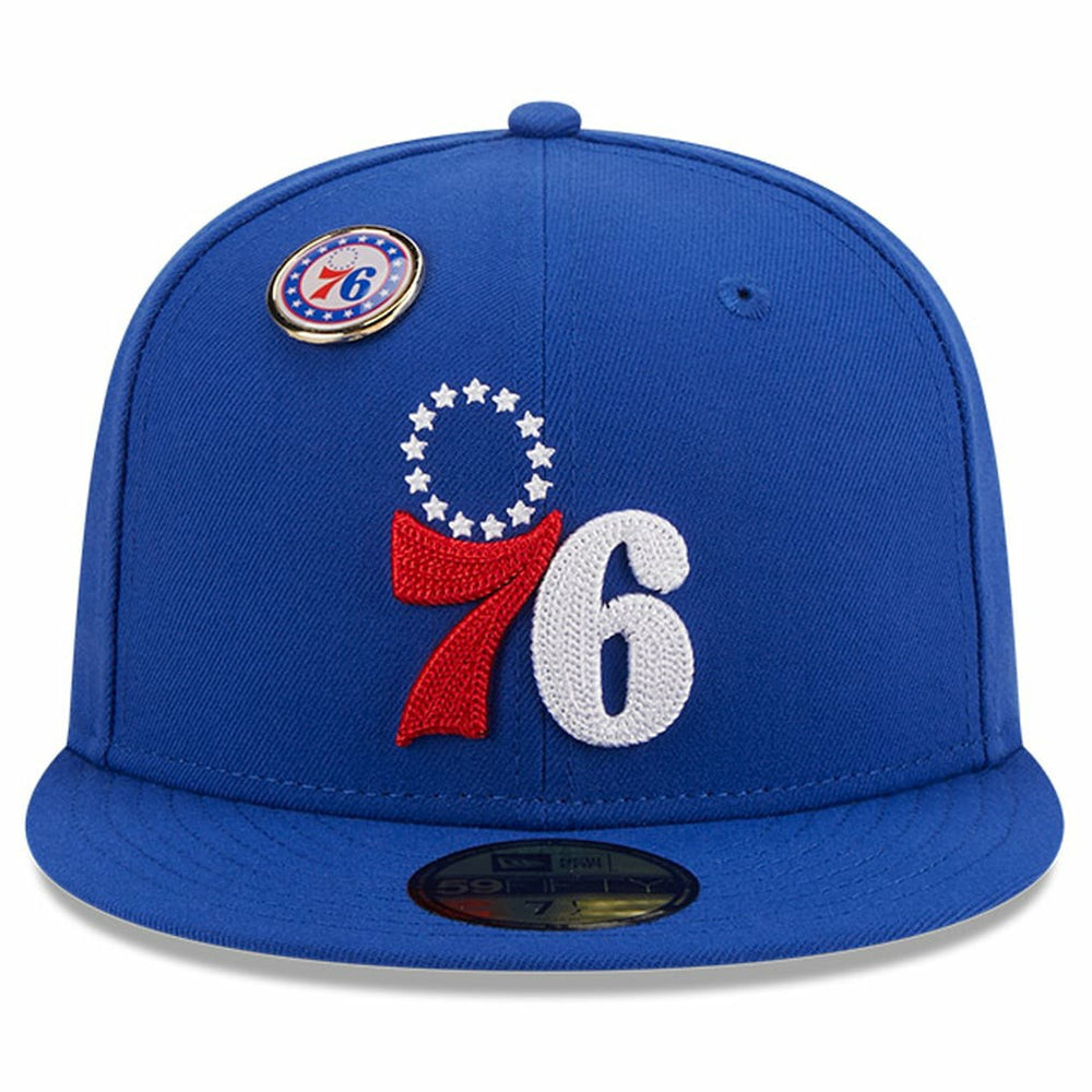 Royal Philadelphia 76ers Chainstitch Logo Pin 59FIFTY Fitted Hat | NBA