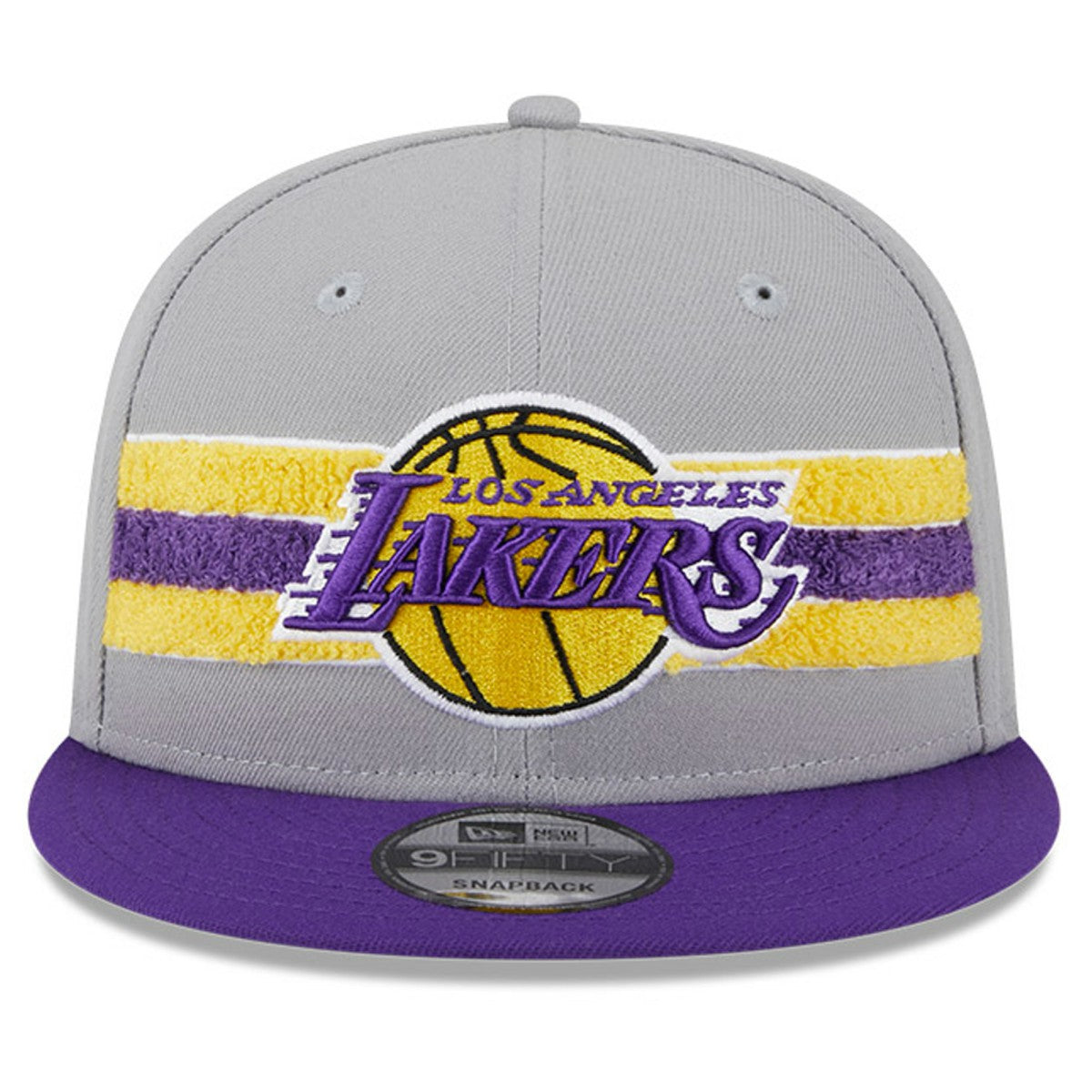 Gray Los Angeles Lakers Chenille Band 9FIFTY Snapback Hat | NBA