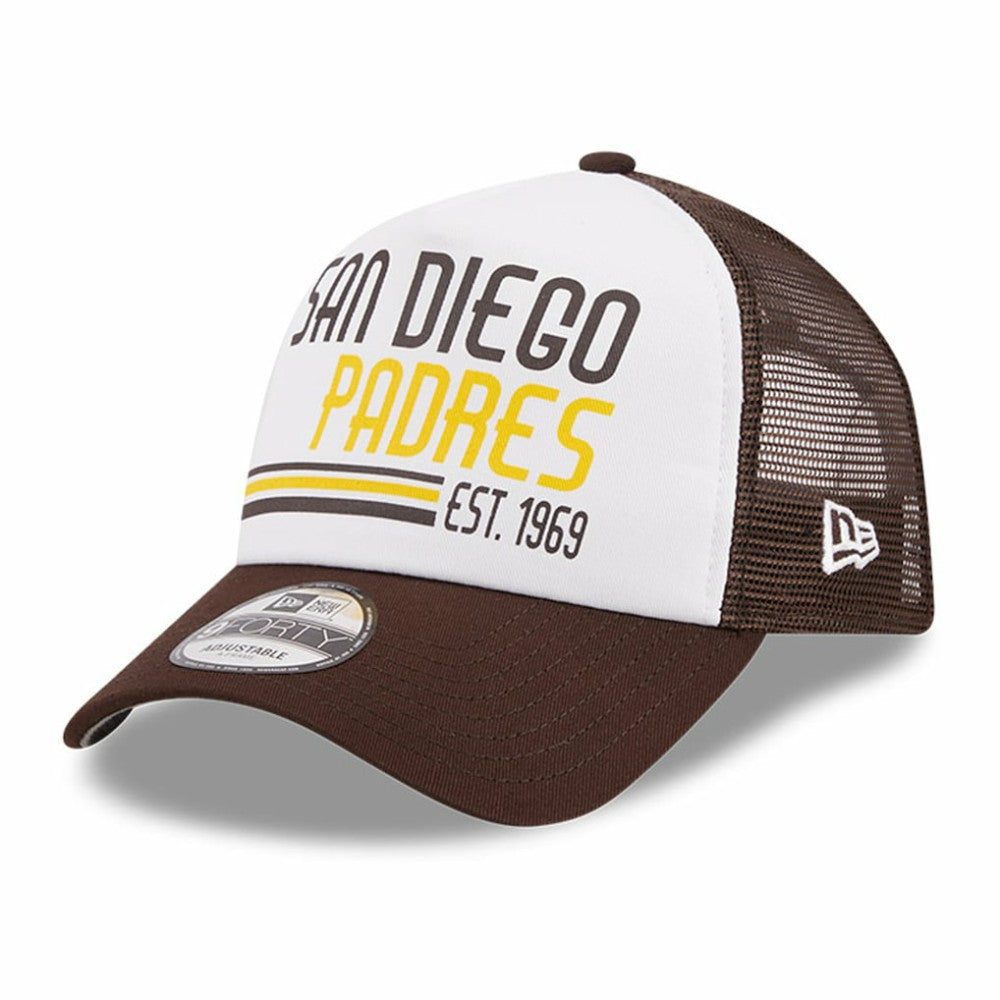 San Diego Padres New Era Stacked A-Frame Trucker 9FORTY Adjustable Hat - MLB Hats