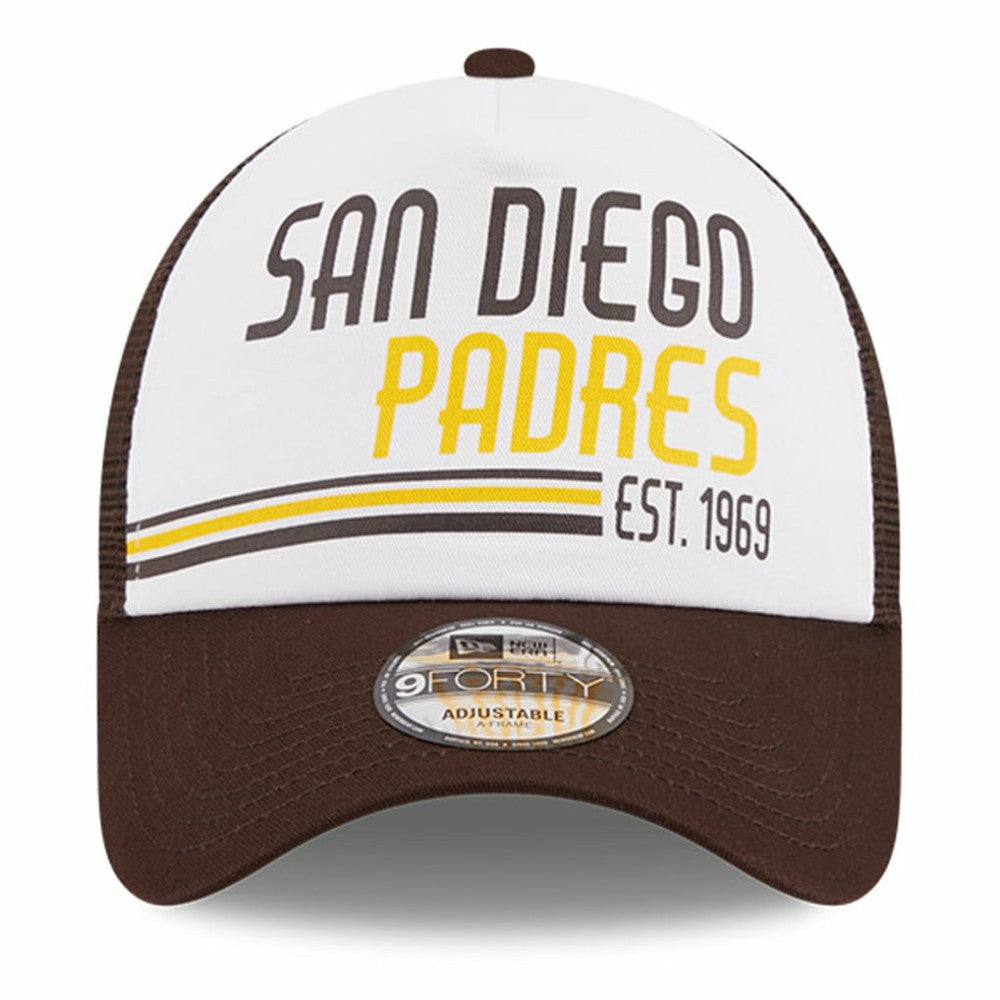 San Diego Padres New Era Stacked A-Frame Trucker 9FORTY Adjustable Hat - MLB Hats
