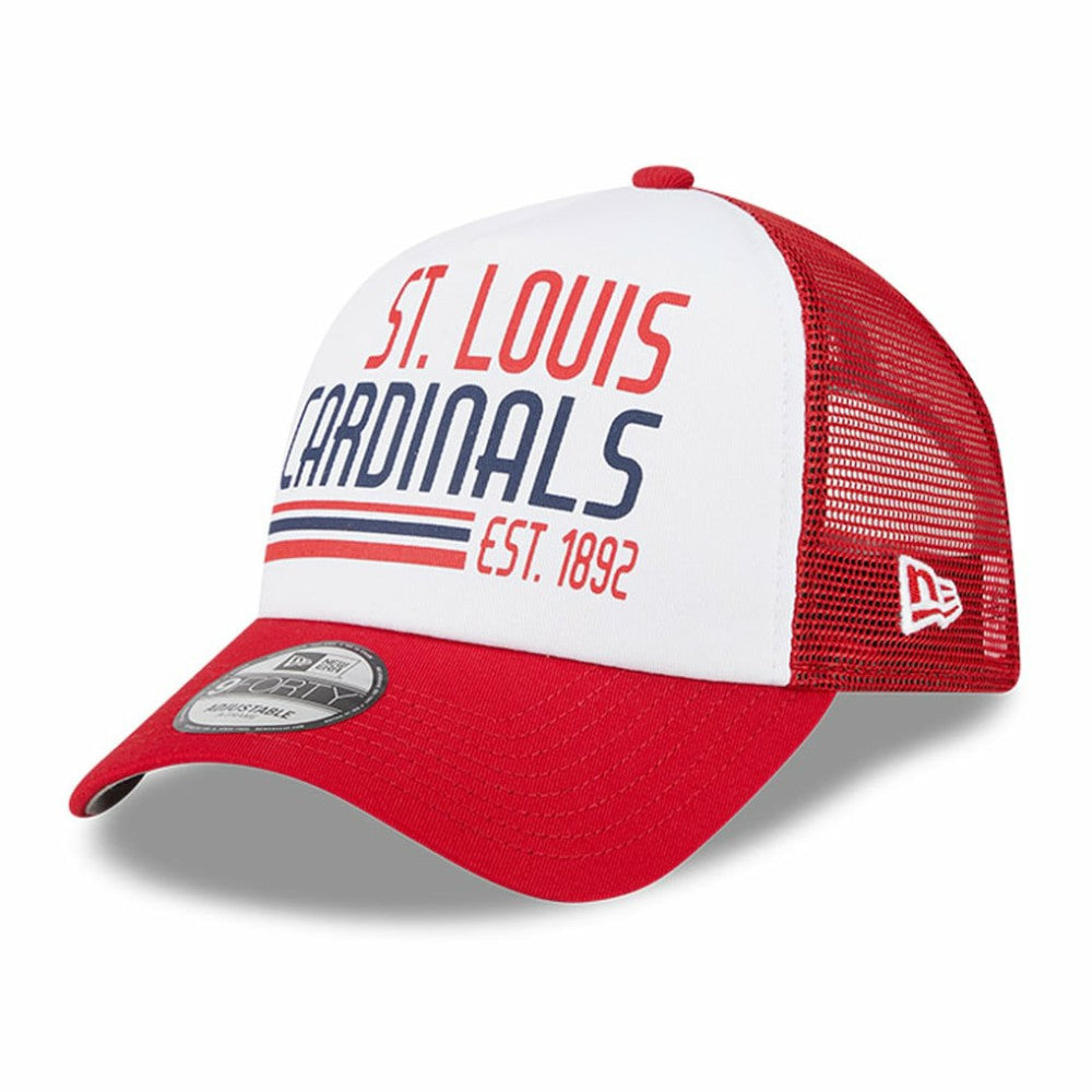 St. Louis Cardinals New Era Stacked A-Frame Trucker 9FORTY Adjustable Hat - MLB Hats
