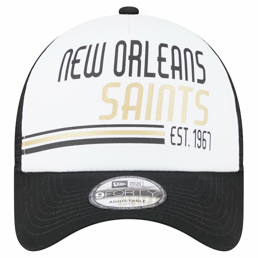 New Orleans Saints Stacked A-Frame Trucker 9FORTY Adjustable Hat | NFL Online