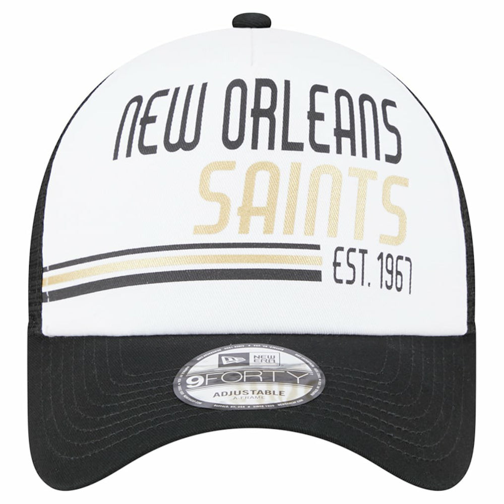 New Orleans Saints Stacked A-Frame Trucker 9FORTY Adjustable Hat | NFL Online