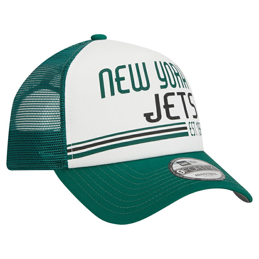 New York Jets Stacked A-Frame Trucker 9FORTY Adjustable Hat | NFL Sale