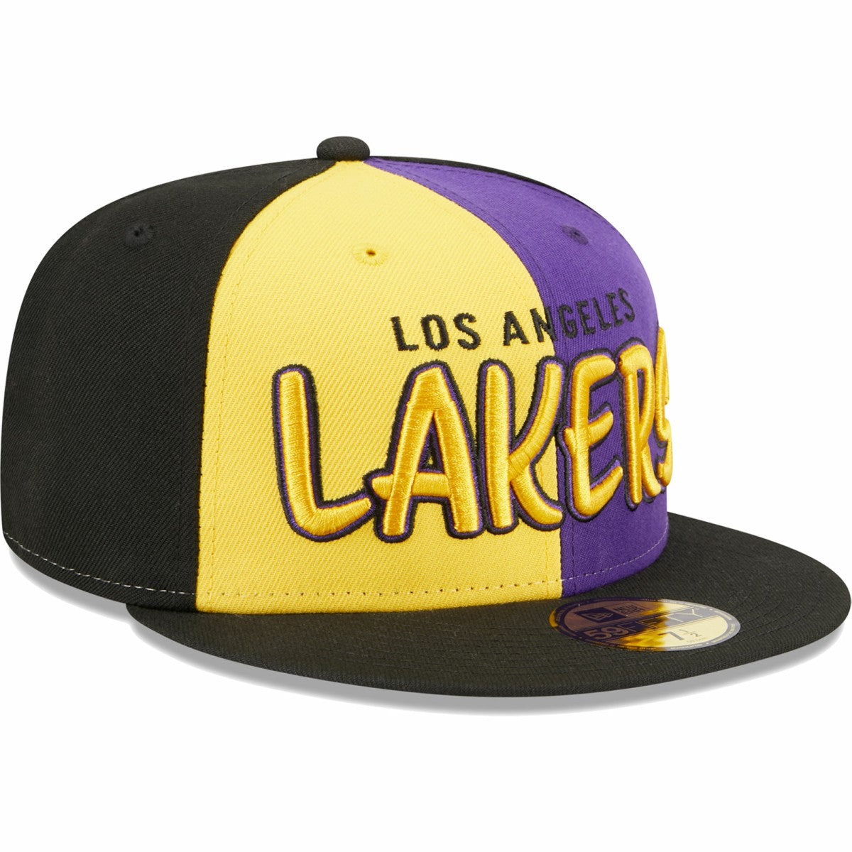 Black/Gold Los Angeles Lakers Pop Front 59FIFTY Fitted Hat | NBA
