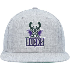 Heather Gray Milwaukee Bucks Hardwood Classics 2.0 Snapback Hat | NBA