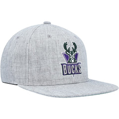 Heather Gray Milwaukee Bucks Hardwood Classics 2.0 Snapback Hat | NBA