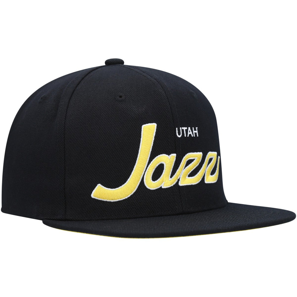 Black Utah Jazz Hardwood Classics Script 2.0 Snapback Hat | NBA