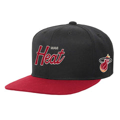 Black Miami Heat Youth Team Script Snapback Hat | NBA