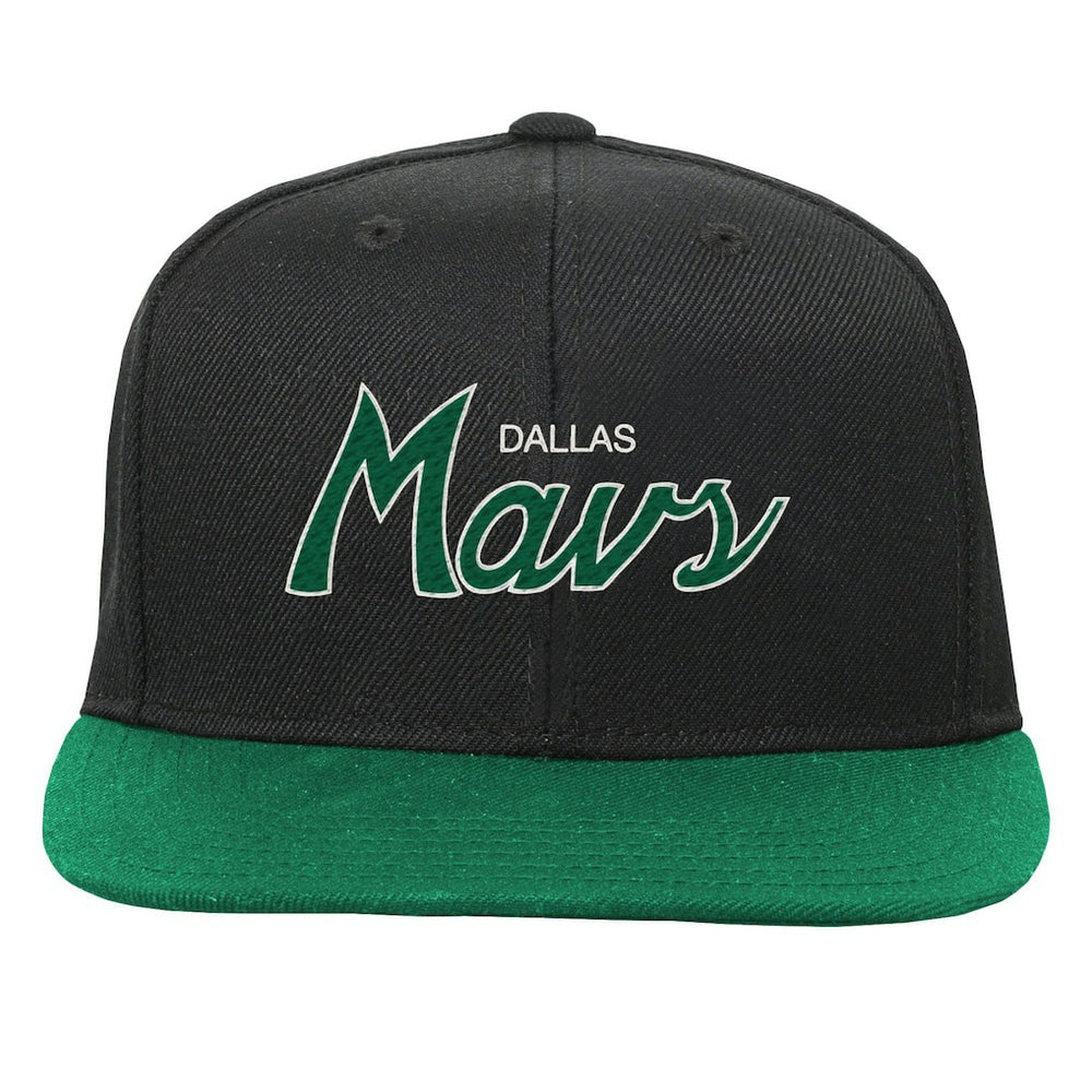Black Dallas Mavericks Youth Team Script Snapback Hat sale | NBA
