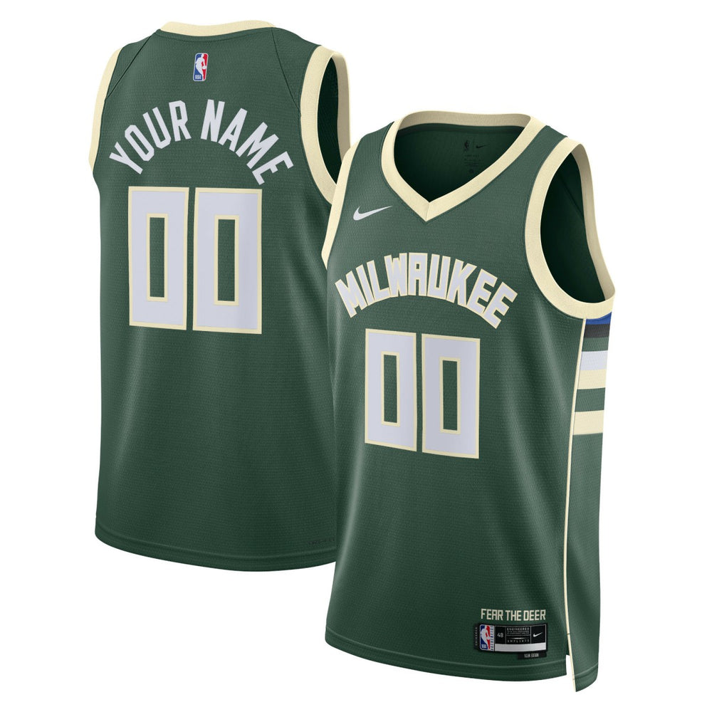 Icon Edition Milwaukee Bucks Unisex Swingman Custom Jersey Hunter Green | NBA