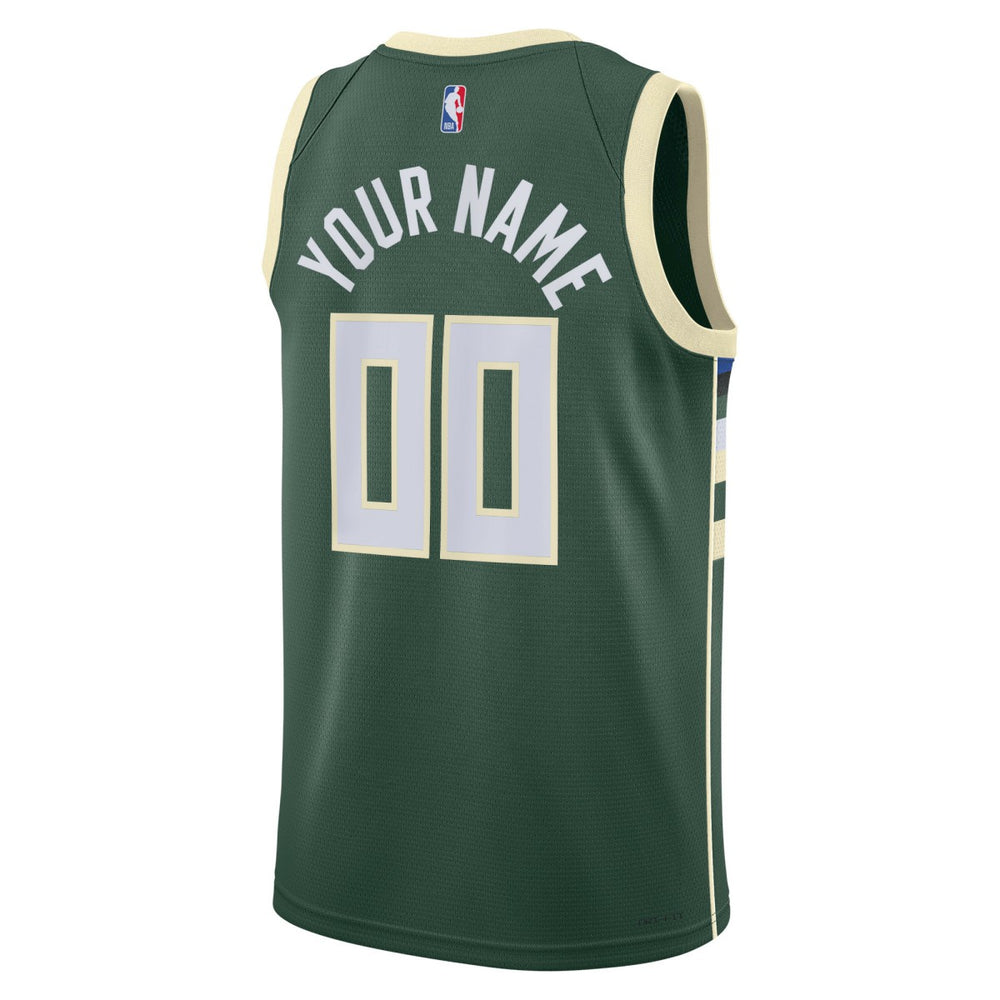 Icon Edition Milwaukee Bucks Unisex Swingman Custom Jersey Hunter Green | NBA