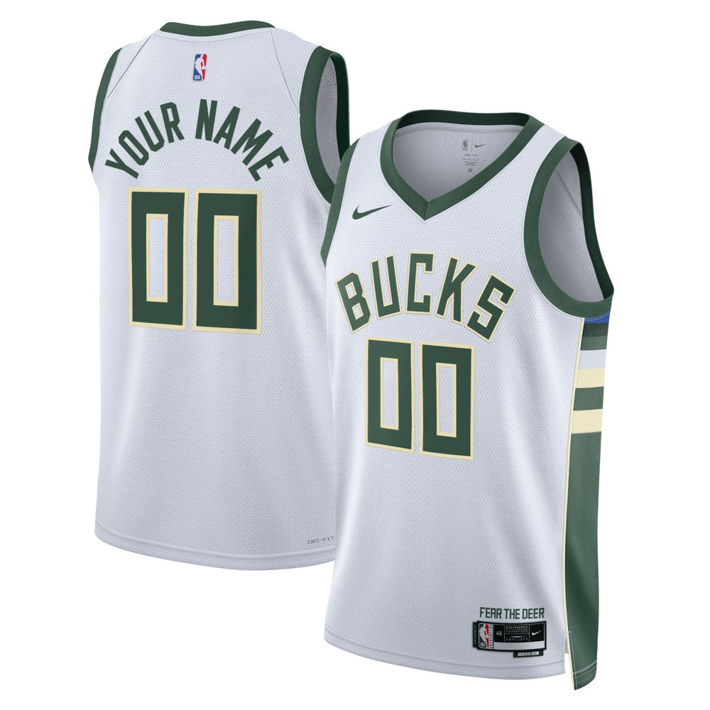 Association Edition Milwaukee Bucks Unisex Swingman Custom Jersey White | NBA